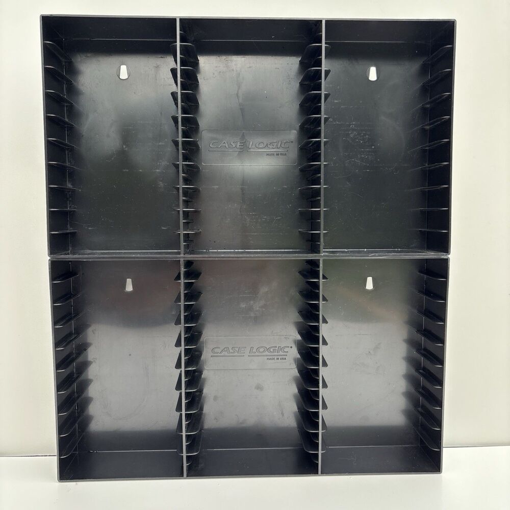 2 Case Logic Brand 30 Cassette Tape Holders / Wall Mount Storage Racks Black USA